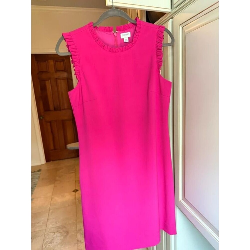 J.Crew Factory Fuchsia Ruffleneck Suiting Dress - Size 6